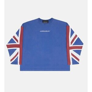 Cold Culture Cheers Longsleeve Royal Blue Union Jack Shirt XS Womens NWT